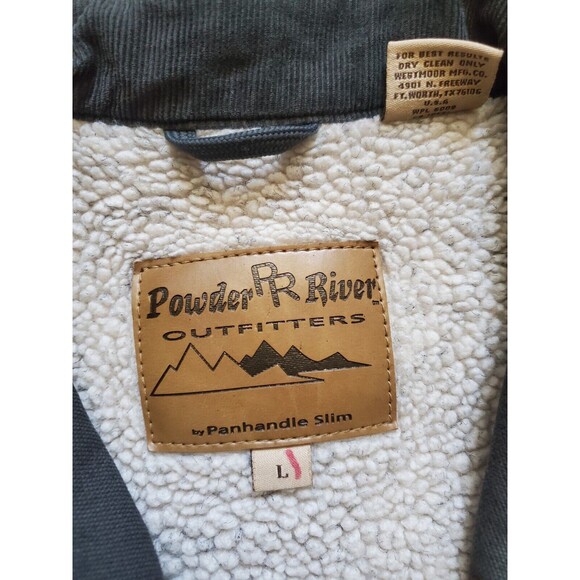 Powder River Outfitter Lined Jacket Green Canvas Barn Chore Coat Kid Youth Large - Picture 3 of 14